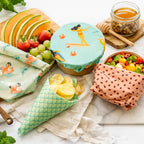 Wiederverwendbare Waxly Bienenwachstücher zum Frischhalten von Obst, Snacks, Salat und Schüsseln
