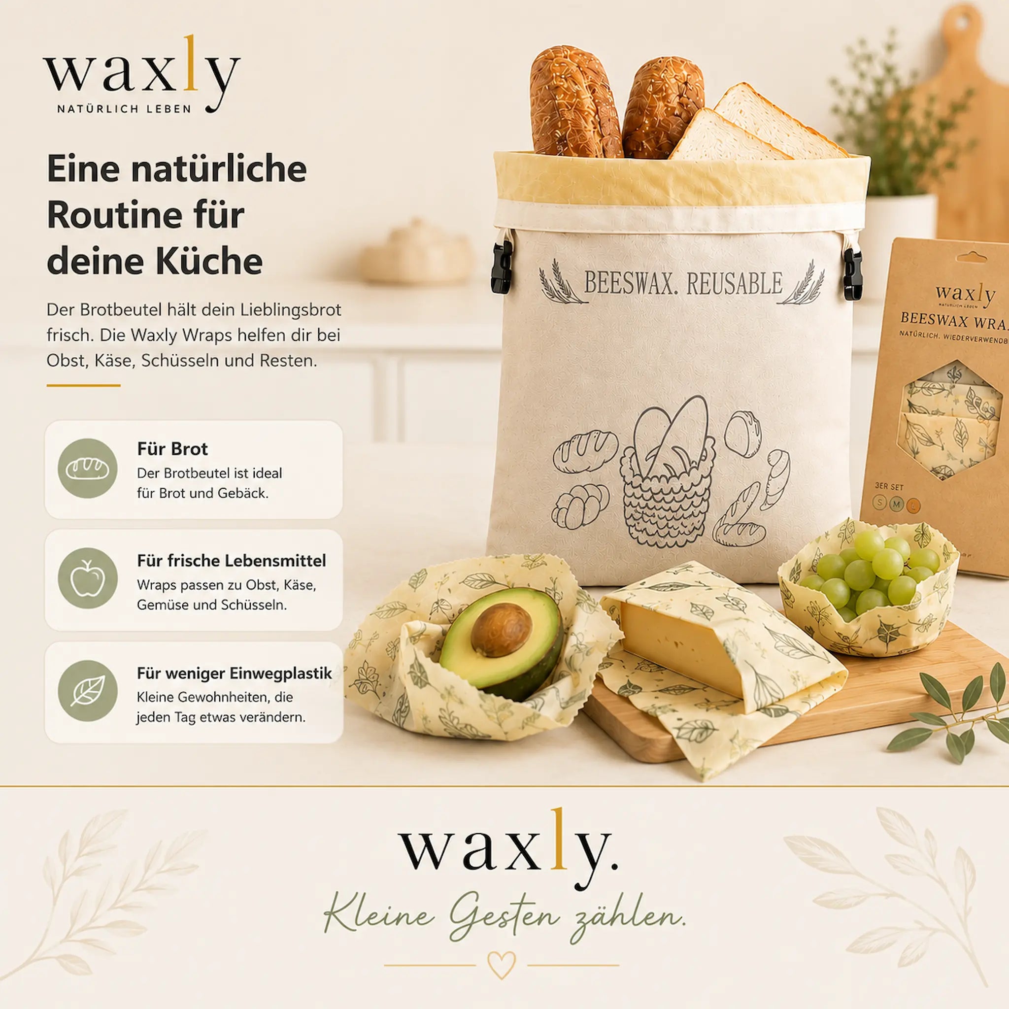 Waxly Bolsa reutilizable para pan