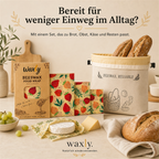 Waxly Brotbeutel und Bienenwachstücher als wiederverwendbare Alternative zu Einwegplastik in der Küche